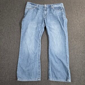 SEVEN7 Premium Denim Straight Fit Mens Jeans W39 L28 Light Wash Cotton Blend